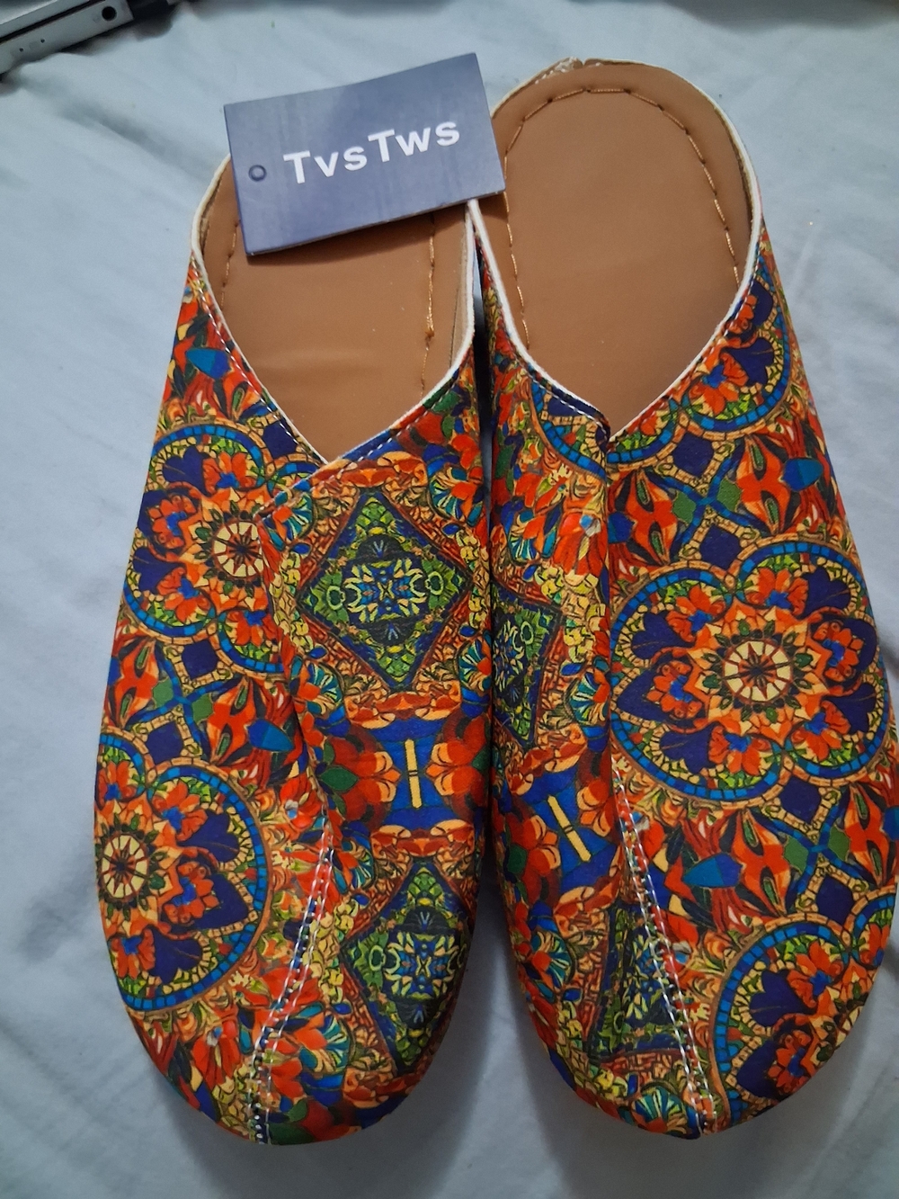 Tvstws Multicolor Printed Slip-On Mules - Orange Pattern